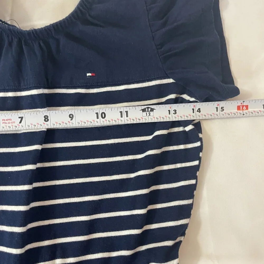 Tommy Hilfiger. Girls' jumpsuit size M (8/10). Striped in blue. Made in China.